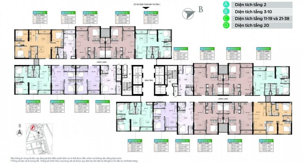 layout căn hộ điển hình Vinhomes